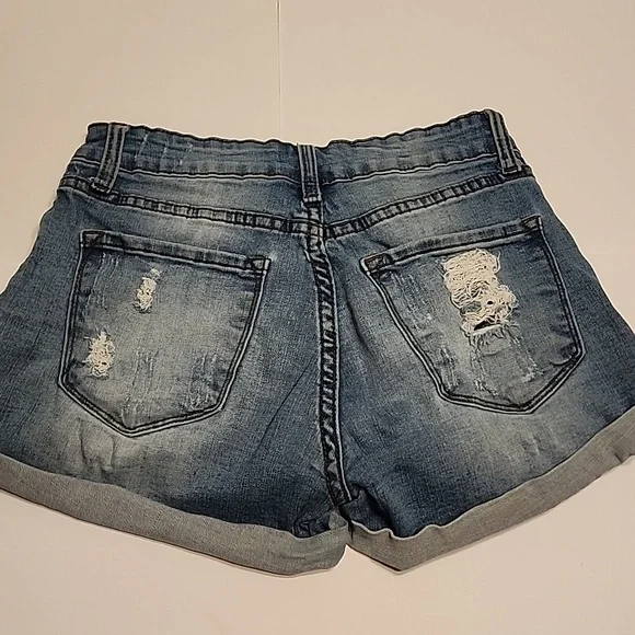 KANCAN DENIM BLUE JEAN SHORTS Size W5 26  5 Pockets 3 Front Pockets Perfect - Picture 7 of 7